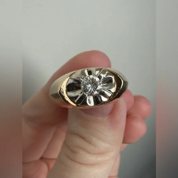 Heavy Vintage Estate 14k Diamond Ring Illusion Setting Size 8.5 Two Tone